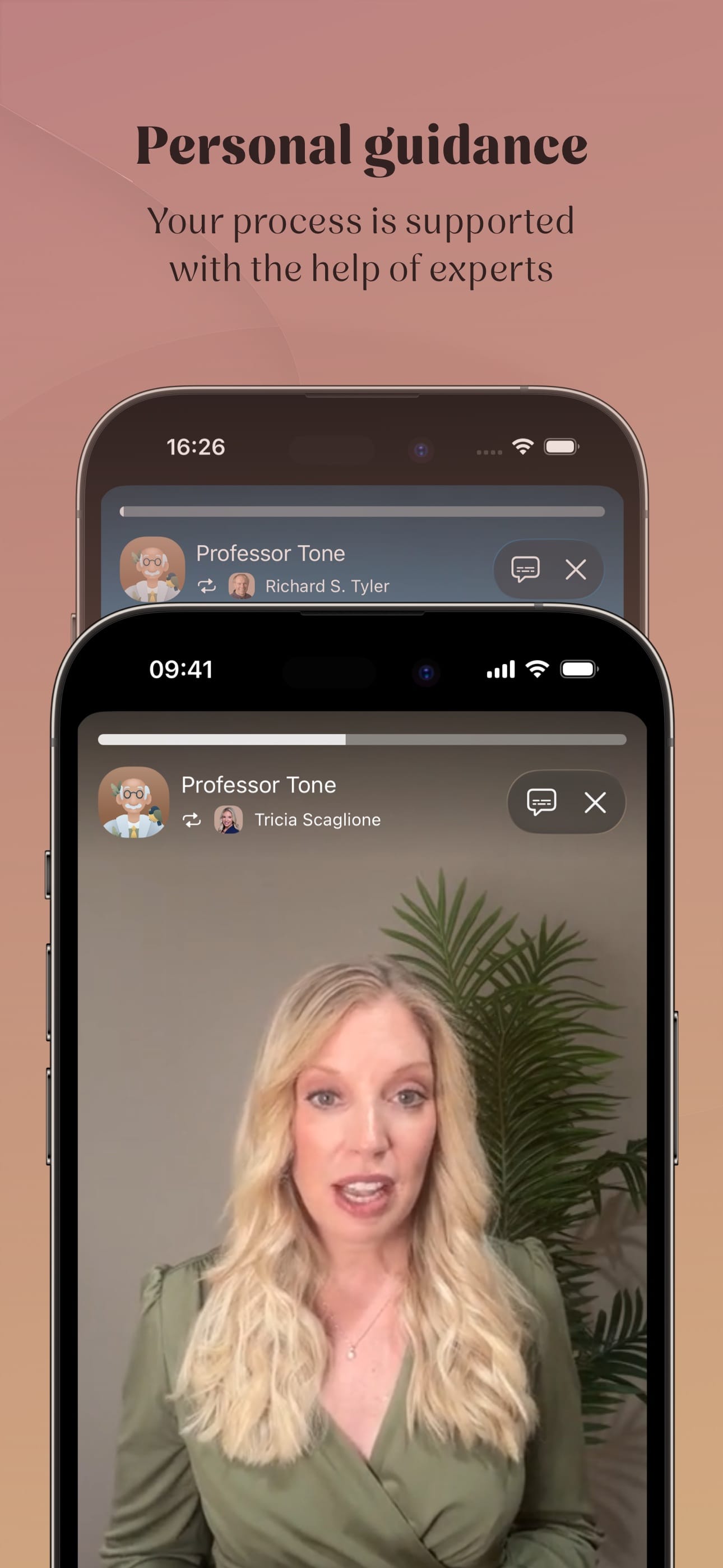 A video from an expert inside the app, under the title Personal guidance.